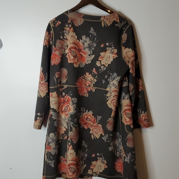 Floral Flower Print Duster Jacket Sz L - Picture 3 of 13